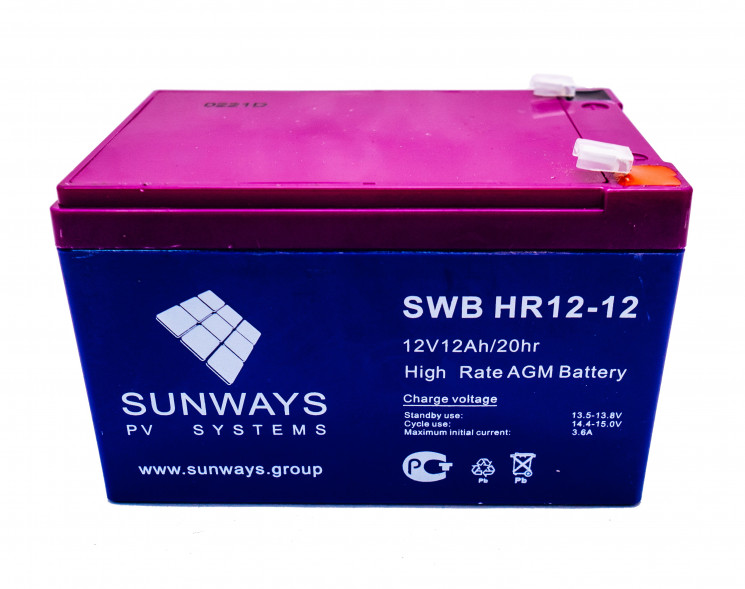 Аккумуляторная батарея SUNWAYS HR 12-12 купить в Новосибирске