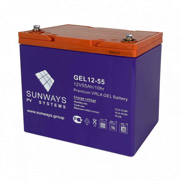 Аккумуляторная батарея SUNWAYS GEL 12-55 купить в Новосибирске